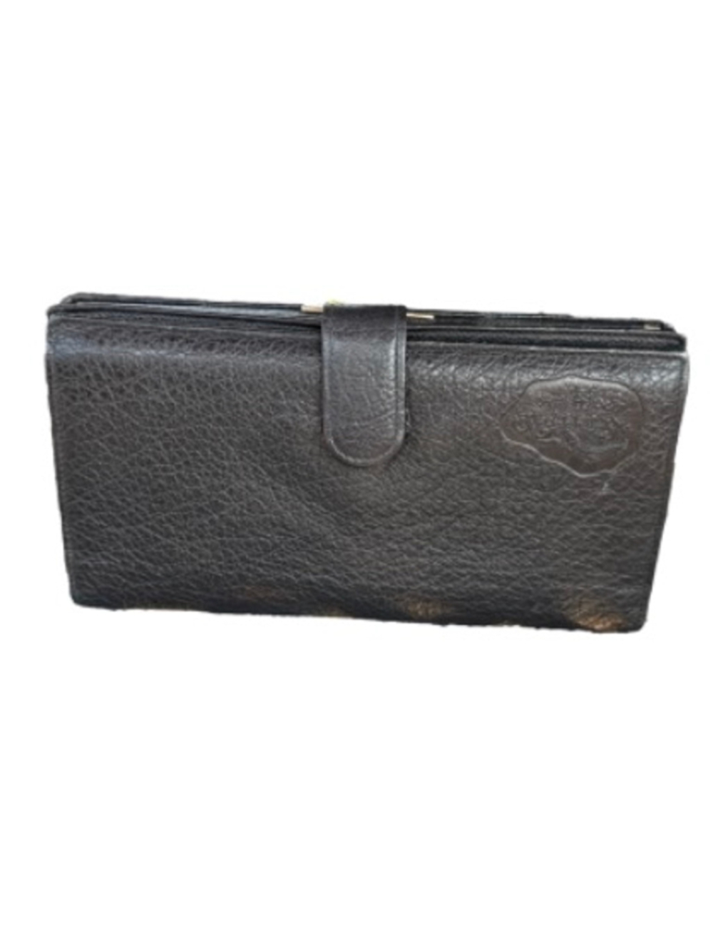 Carlos Falchi vintage black buffalo  pebbled Leather Wallet
